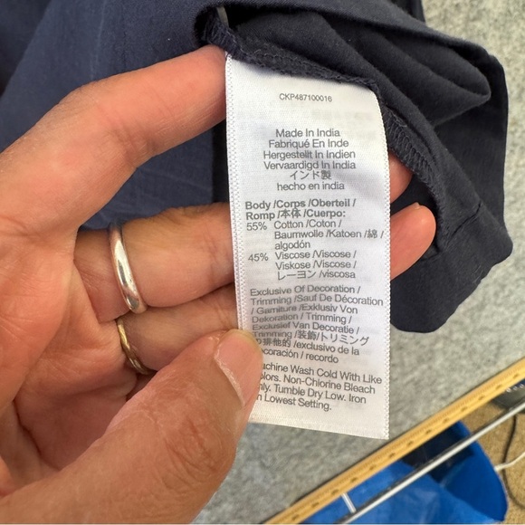 Madewell Shirred Long sleeves Flowy V-neck Navy Blue Blouse Size Large - Picture 9 of 12